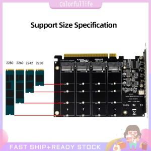 4포트 M.2 NVME SSD-PCIE X16 어댑터 카드 4X32Gbps 지원 2230/2242/2260/2280 PCI-E SSD/M.2 장치 프로토
