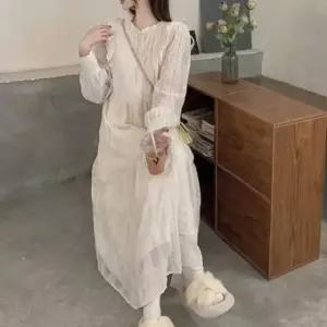 니트원피스 밍크 안감 레이스 롱 원피스 어깨 프릴 캉캉 A라인