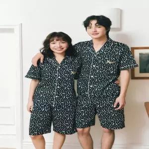 [솔브](정상) 솔브 면60수자 테라조 나염 커플 잠옷 파자마_K SPA2608M_SPA2608W_T