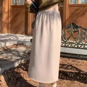 여성 심플 겨울 융 기모 코듀로이 골덴 밴딩 롱스커트