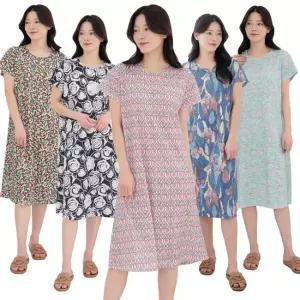 시원한 자카드 인견 여성 반팔 원피스 홈웨어