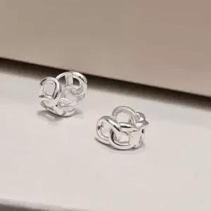 S412 여성 체인 원터치 귀걸이 실버 이어링 유니크 데일리 은귀걸이