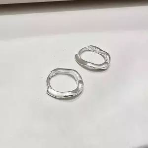 S402 여성 물결 디자인 원터치 귀걸이 데일리 이어링 실버 925