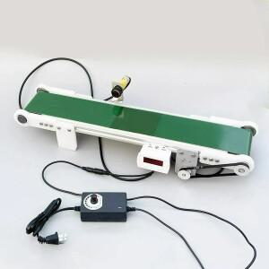 자동 카운터 생산 라인이있는 미니 데스크탑 컨베이어 벨트 소형 용 DIY 마찰 실험 장치 10x50cm