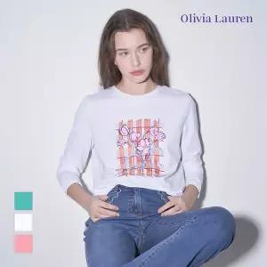 [올리비아로렌] 체크 플라워 티셔츠_VOBAL5M3121