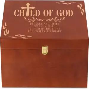 이노베타 세례 선물 기념 상자 나무 보관함 소녀 소년용 뚜껑 장식용 정리함