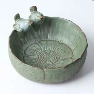 도자기 수반 연꽃 장식 돌확 화분 어항 그릇 작은새 수생
