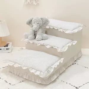 강아지레이스계단 슬개골 애견계단 프릴 슬라이드 스텝