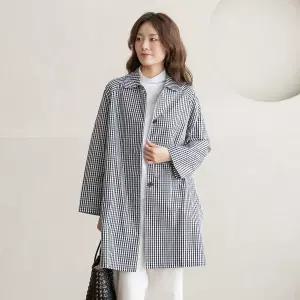 엄마옷  [내추럴포엠]고방체크트렌치 중년여성 데일리 코트 -RCO2603007-