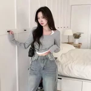 [하프클럽/]여자 홀터넥 옆셔링 레이어드 긴팔 크롭티