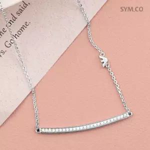 알마니 EG3591 독수리 엠블럼 ID 바 체인 여자 실버 목걸이 d