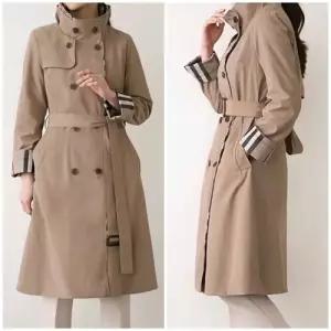 여성 배색 차이나 더블 트렌치 코트 바바리 아우터