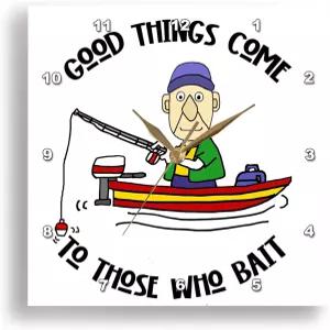 3D 로즈 월 시계 무음 10인치 낚시 말장난을 미끼로 하는 사람들에게 귀여운 재미있는 좋은 일들이