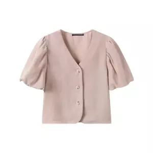 [미니멈][미니멈 에브리데이]브이넥 벌룬 퍼프 소매 반팔 크롭 자켓 (EC2JK003D)