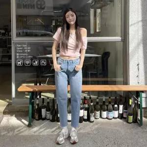 [하프클럽/셀러허브_여성트랜드패션]여자 클래식 타이트 진 워싱 중청 핏좋