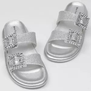 [하프클럽/더힐]더힐슈즈 사각보석 통굽 스트랩 여성여자 여름 샌들 슬리퍼