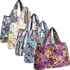 앨리드로우 대형 접이식 토트 나일론 재사용 가능 식료품 가방 5팩