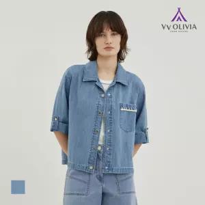 [비비올리비아] 반팔 데님 자켓_VVBMJ4M4181