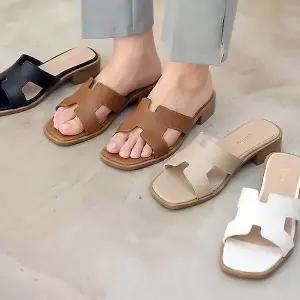 [하프클럽/더힐]더힐슈즈 국내제작 데일리 H스트랩 여성여자 여름 샌들 슬