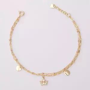 펜던트팔찌 gold 루루왕관 골드 로즈골드 두줄 체인 금 팔찌 14K