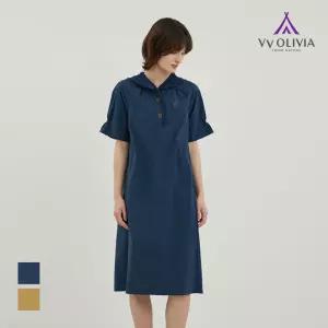 [비비올리비아] 배색후드 반팔 튜닉 원피스_VVBOA4M4486