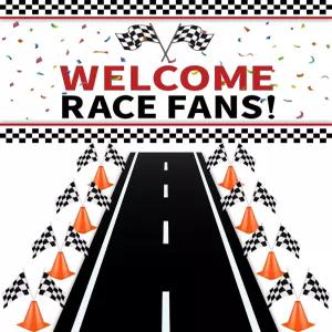 리마그 26Pcs 경주용 자동차 파티 장식에는 환영 팬 1명 포함 8개 미니 교통 안전 콘 16개 레이싱 체크무늬