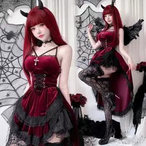 벨벳 할로윈 코스프레 공주 원피스 마녀 드레스 의상 섹시
