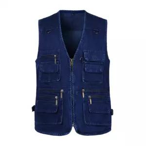 작업 청조끼 데님 중년 포켓 야외 낚시 멀티 남성 여름 작업복 오버핏 남자