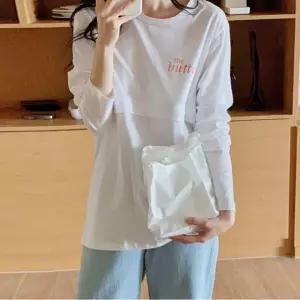 면 100% 긴팔 수유 티셔츠 순면 빅사이즈 수유티 산후 봄 가을 수유복