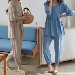 스윗 단추 수유복 세트 임산부 겸용 모유 수유 홈웨어 잠옷