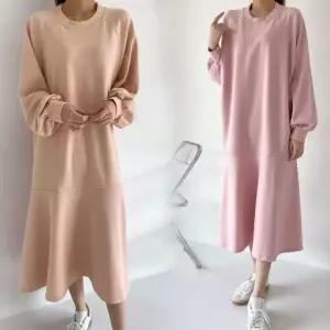 위스 무지 머메이드 수유 원피스 긴팔 외출 모유 수유복 홈웨어 잠옷