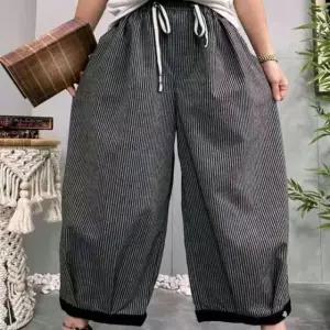 [온마이웨이] 여성 배기 팬츠 통넓은 편한 봄 여름 밴딩 롤업