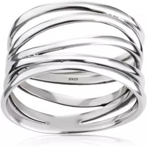 하이시안 클래식 실버 플레인 멀티 크로스 라인 와이드 밴드 링 도금 스테이트먼트 엄지손가락 검지 청키