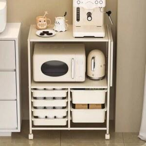 주방 렌지대 형 이동식 식탁렌지대 바퀴X 철제 4단 093 수납 요리 밥통 흰색 조리