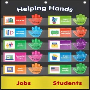 ABCxGOOD 도우미 포켓 차트 교실 일자리 및 관리 유치원 교실에는 필수 용품 홈스쿨에 적합합니다. 블랙1