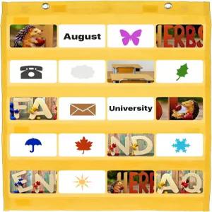 파티킬 마그네틱 포켓 차트 작은 미니 양면 교실 정리함 벽걸이형 용품 노란색