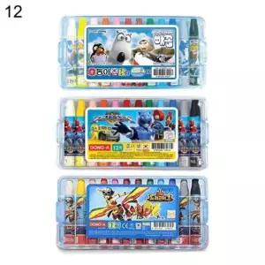 [문구/오피스] 크레파스 12색 남아용 파랑 캐릭터랜덤 12세트