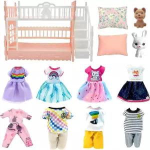 인형 의류 및 액세서리 5.3인치 드레스 파자마 랜덤 6인치 미니 용품 침대 소녀 손녀 선물