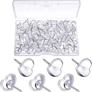 페인 100피스 하트 푸시 핀 클리어 엄지 코크 보드용 모양 포스터 사무실 사진 지도용 투명