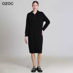 오조크 버튼 넥 니트 원피스