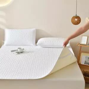 라텍스 침대 패드 매트리스 보호 얇은 커버 화이트 멜란지 침구 보온 정리
