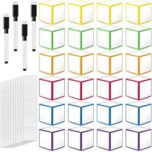 28개 드라이 이레이즈 블록 세트 24개 블랙 펜 큐브 4개 포함 빈 폼 주사위 게임 저녁 식사 결정기 교실