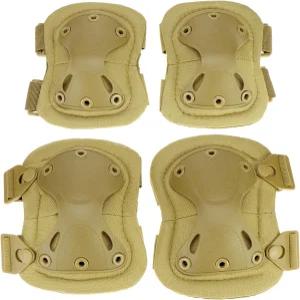 야외 페인트볼 게임 사이클링 스케이트보드를 위한 QWORK 전술 전투 무릎 및 팔꿈치 보호 패드 세트