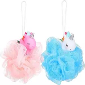 유니콘 샤워 루파 각질 제거 메시 볼 푸프 목욕 스펀지 바디 클리너 딥 클리닝 2개