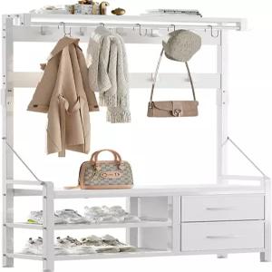 룰라이브 홀 트리 코트 랙이 없는 31.5인치 입구 벤치 5 in 1 인텔리전트 디자인 슈 및 월 랙 17 후크 앤