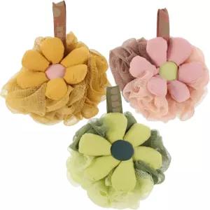 3pcs 배스볼 메시 푸프 배스 스크런치 루파 컬러풀 각질 제거 바디 스크러버 샤워 스펀지 액세서리 백 클린