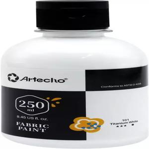 아르테초 화이트 패브릭 페인트 250ml/8.45온스의 DIY 티셔츠용 영구 의류 토트백 캔버스 세탁 가능하고