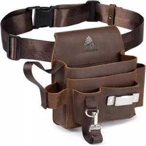 가죽 공구 파우치 12개의 포켓이 있는 전기 벨트 공구를 위한 조절 가능한 핏 브라운