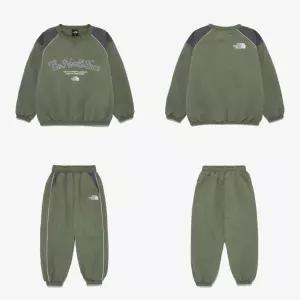 [매장판] 노스페이스 키즈 긴팔 티셔츠 바지 코디 세트 스타디움 아동 셋업 그레이쉬 카키 NM5M
