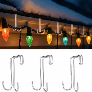 Therwen 50개 크리스마스 거터 조명 클립 야외 금속 걸이형 후크 연말 할로윈 장식용 스트링 걸이